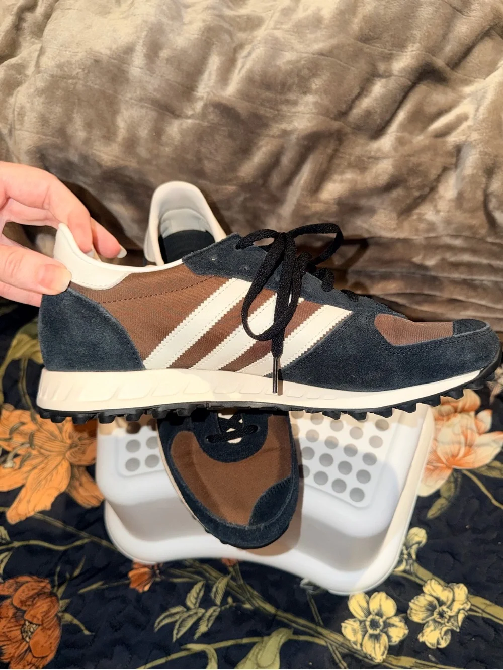 Adidas Retro Runner Sneakers in Black, Brown & White Men’s 10